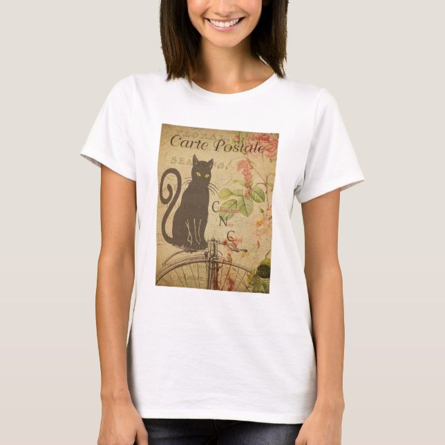 Camiseta Gato de postal vintage (Anverso)