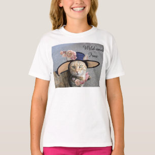 Camiseta GATO DE PRINCESA Gorra elegante, Rosas salvajes y 