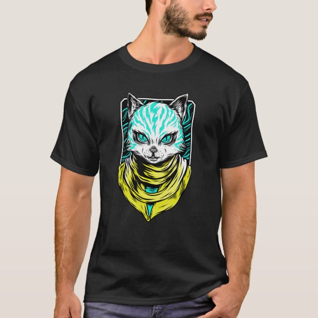 Camiseta Gato de Punk cibernético (Anverso)