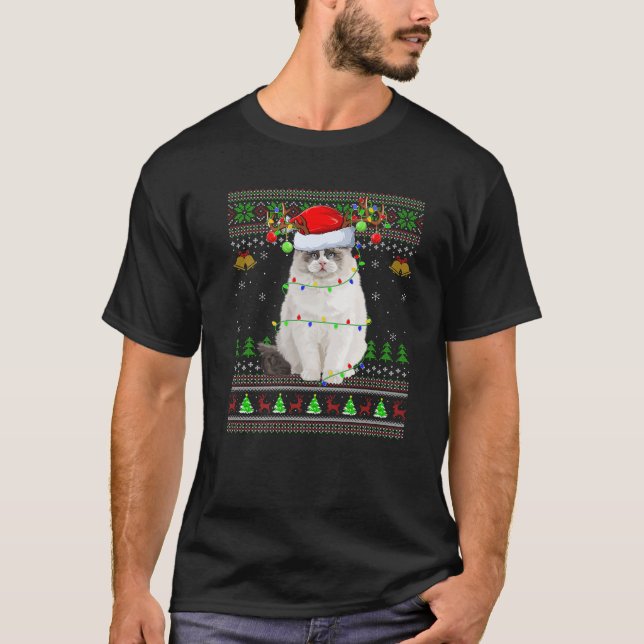 Camiseta Gato de Ragdoll amante de la Navidad (Anverso)