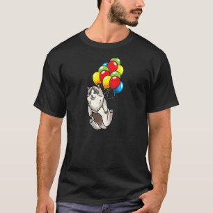 Camiseta Gato De Ragdoll Colgado En Globos