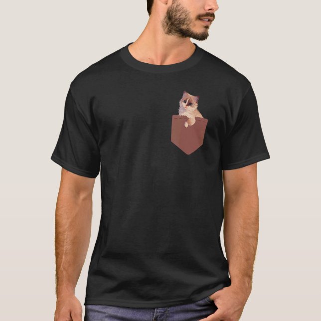Camiseta Gato De Ragdoll En El Bolsillo (Anverso)