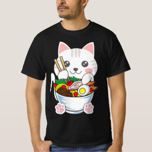 Camiseta Gato de Ramen Anime Bowl Kawaii Neko Gir de Comida