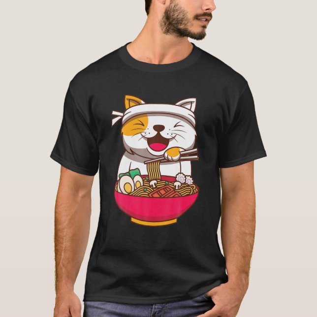 Camiseta Gato De Ramen Anime Kawaii Chicas Y Niños Japonese (Anverso)
