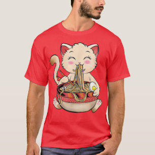 Camiseta Gato de Ramen Comer fideos Cute Kawaii Regalos De 