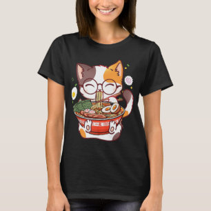 Camiseta Gato de Ramen Comida japonesa Kawaii Anime Chicas