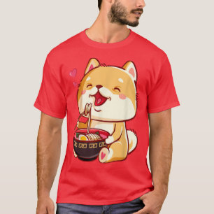 Camiseta Gato de Ramen comiendo fideos animando la comida j