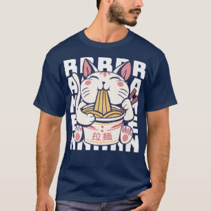 Camiseta Gato de Ramen comiendo fideos de Ramen 