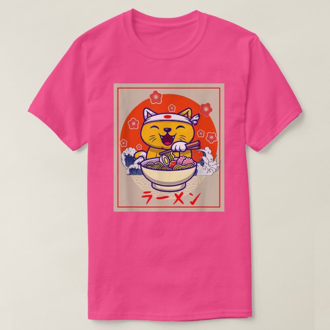 Camiseta Gato de Ramen Cute Kawaii Anime Comida japonesa Ne (Diseño del anverso)
