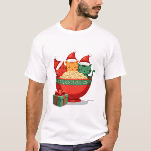 Camiseta Gato de Ramen de Navidad Santa Anime Maullido Gati