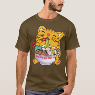 Camiseta Gato de Ramen Gato Kawaii Gato Ramen Noodles Amant