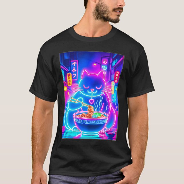 Camiseta Gato de Ramen Japonés Anime Noodles Aesthetic Kawa (Anverso)