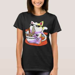 Camiseta Gato de Ramen Japonés de Estilo Vintage Kawaii