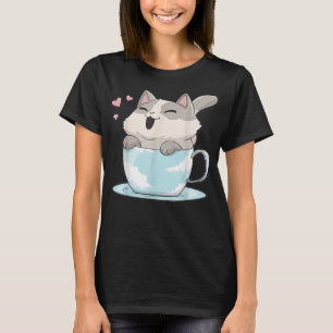 Camiseta Gato de Ramen Japonés de Estilo Vintage Kawaii
