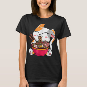 Camiseta Gato de Ramen Japonés de Estilo Vintage Kawaii