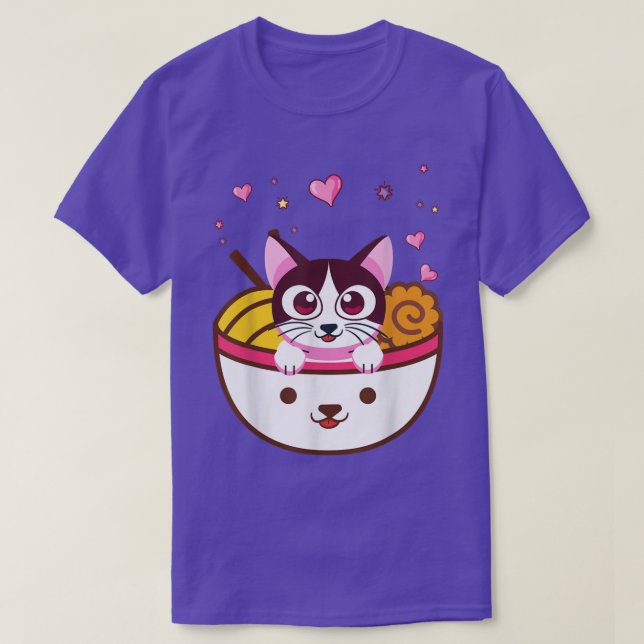 Camiseta Gato de Ramen japonés Kawaii Anime Lover (Diseño del anverso)