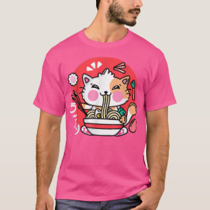 Camiseta Gato de Ramen kawaii anime adolescente chicas de c