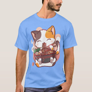 Camiseta Gato de Ramen Kawaii Anime Adolescente oficial de 