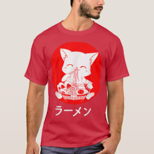 Camiseta Gato de Ramen Kawaii Anime Chica de regalo de comi