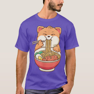 Camiseta Gato de Ramen Kawaii Anime Chicas de comida japone
