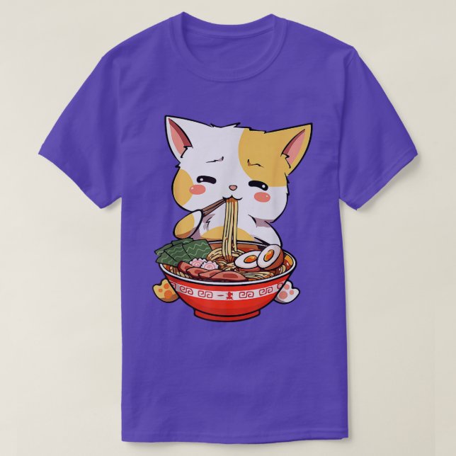 Camiseta Gato de Ramen Kawaii Anime Chicas de comida japone (Diseño del anverso)