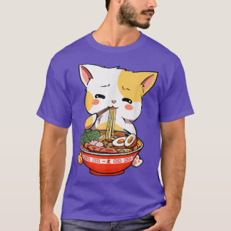 Camiseta Gato de Ramen Kawaii Anime Chicas de comida japone