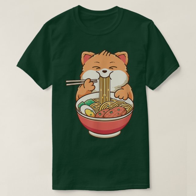 Camiseta Gato de Ramen Kawaii Anime Chicas de comida japone (Diseño del anverso)