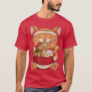 Camiseta Gato de Ramen Kawaii Anime Chicas de regalo de com