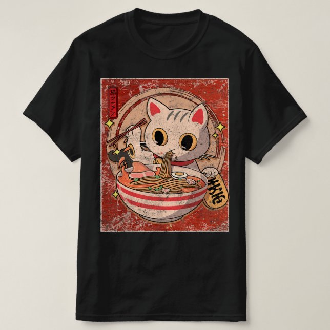 Camiseta Gato de Ramen Kawaii Anime Chicas de regalo de com (Diseño del anverso)