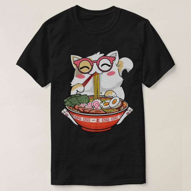 Camiseta Gato de Ramen Kawaii Anime Funcionario japonés de  (Diseño del anverso)