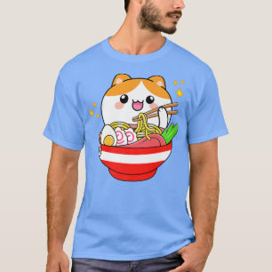 Camiseta Gato de Ramen Kawaii Anime Manga Cute Neko comiend