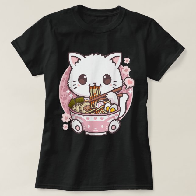 Camiseta Gato de Ramen Kawaii Anime Ramen Gato Amantes de K (Diseño del anverso)
