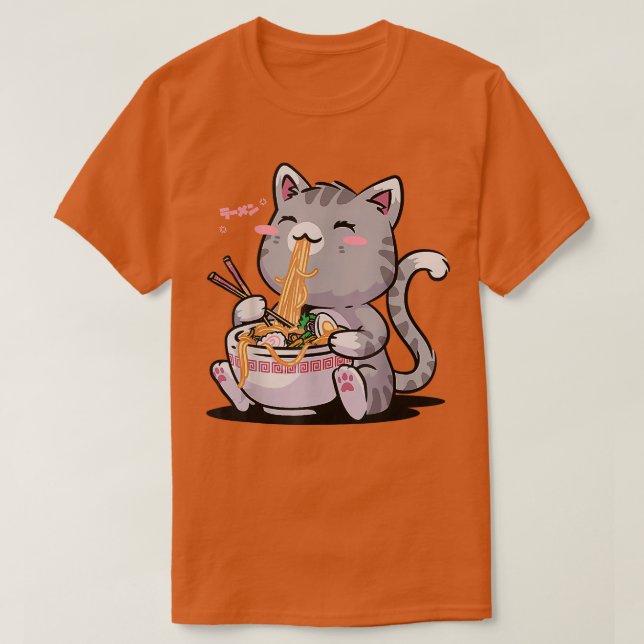 Camiseta Gato De Ramen Kawaii Anime Regalo De Comida Japone (Diseño del anverso)