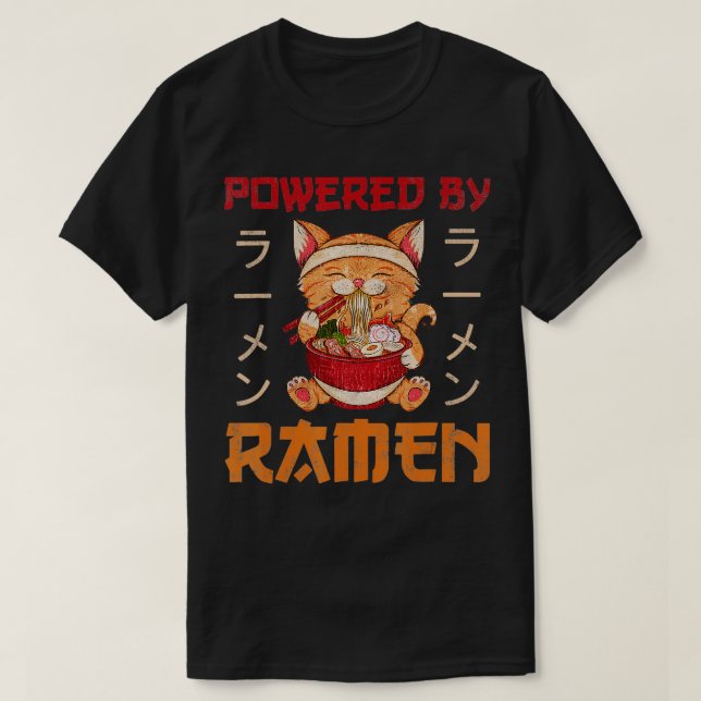 Camiseta Gato de Ramen Kawaii Chicas de regalo de comida ja (Diseño del anverso)