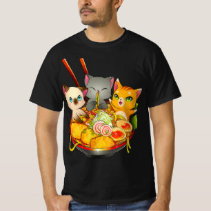 Camiseta Gato de Ramen Kawaii Neko Anime Otaku Gatos Japone
