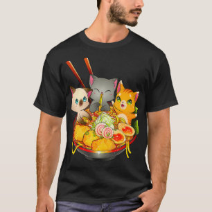 Camiseta Gato de Ramen Kawaii Neko Anime Otaku Gatos Japone