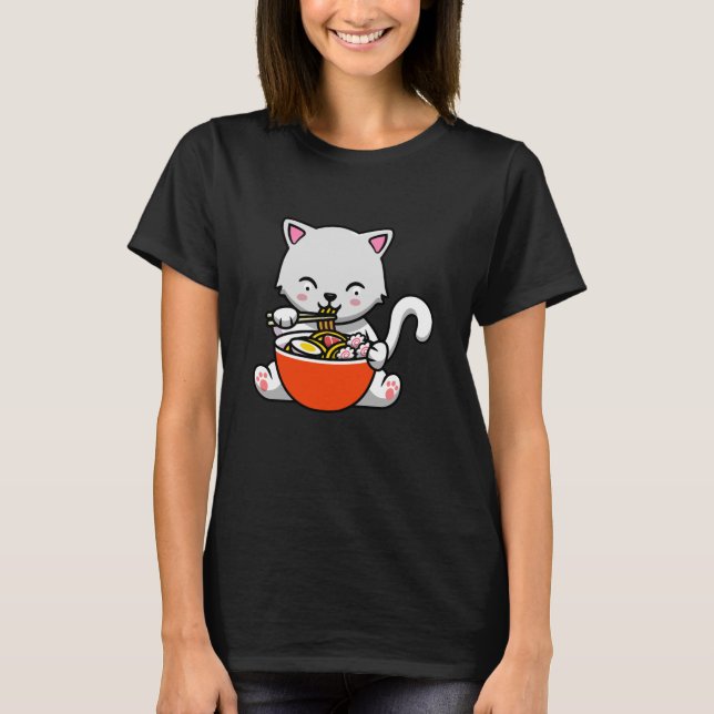Camiseta Gato de Ramen Kawaii Sushi Anime Regalo japonés (Anverso)