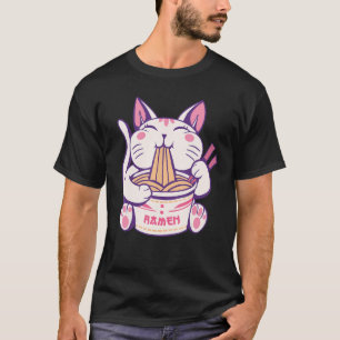 Camiseta Gato de Ramen lindo comida japonesa Kitty Nerd