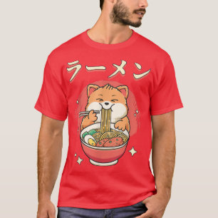 Camiseta Gato de Ramen lindo Kawaii Comida japonesa diverti