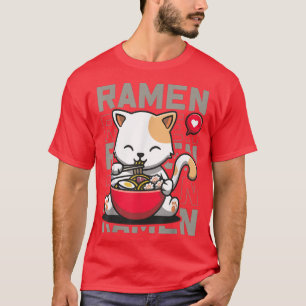 Camiseta Gato de Ramen Neko Anime Kawaii Regalos de Merch J