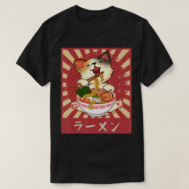 Camiseta Gato de Ramen Neko Anime Kawaii Regalos de Merch J (Diseño del anverso)