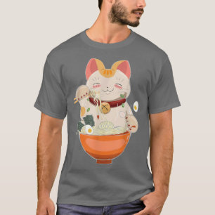 Camiseta Gato de Ramen Neko Anime Otaku Kawaii Regalos Japo