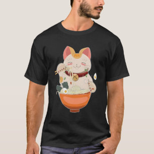 Camiseta Gato de Ramen Neko Anime Otaku Kawaii Regalos Japo