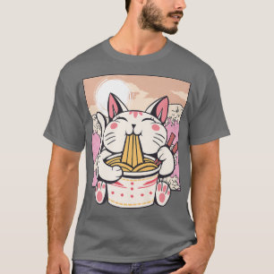 Camiseta Gato de Ramen Neko Japonés Anime Kawaii Coro M