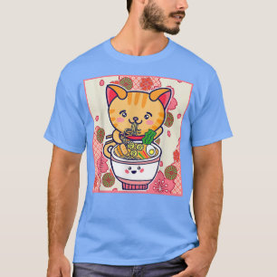 Camiseta Gato de Ramen Neko Japonés Kawaii Anime Cat Ramen 