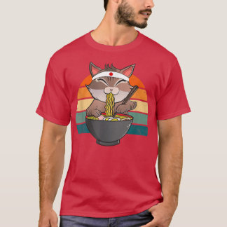 Camiseta Gato de Ramen Neko Noodle Anime Kawaii Funny japon