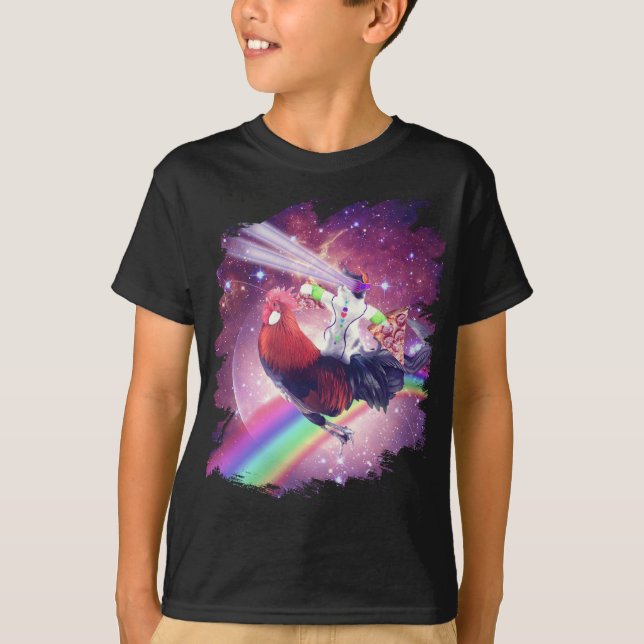 Camiseta Gato De Rave Lazer Con Pollo Con Pizza (Anverso)