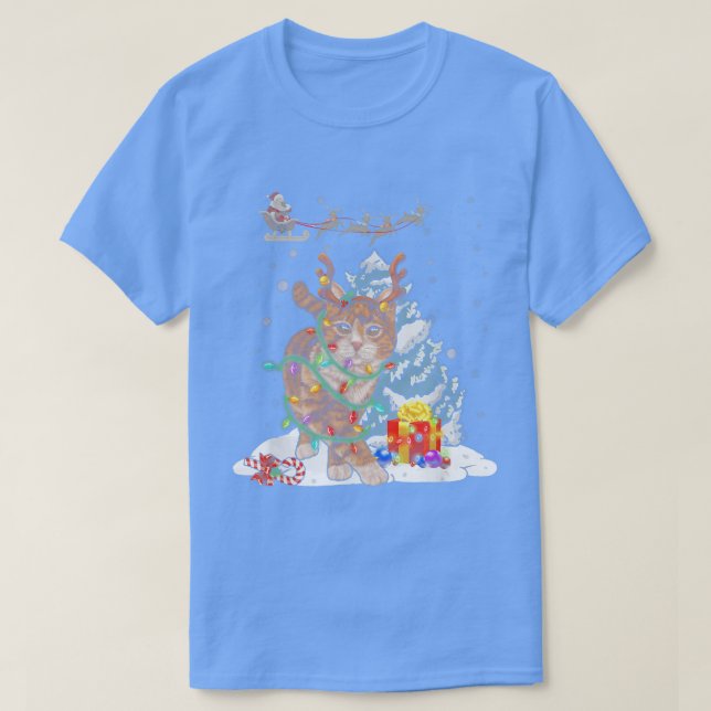 Camiseta Gato de renos del árbol de Navidad Antlers Gato Am (Diseño del anverso)