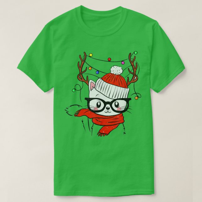 Camiseta Gato de renos Santa Navidades gatito amante de Nav (Diseño del anverso)