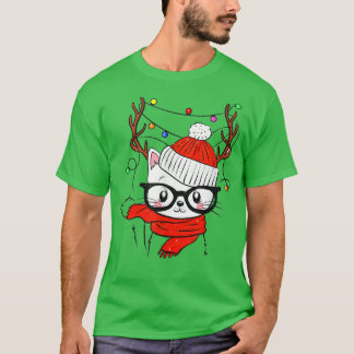 Camiseta Gato de renos Santa Navidades gatito amante de Nav